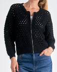 ELAN BLACK ZIP UP CARDIGAN