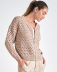 ELAN BEIGE ZIP UP CARDIGAN