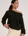 BLACK OFF THE SHOULDER SWEATER