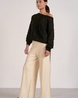 BLACK OFF THE SHOULDER SWEATER
