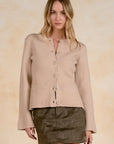 STONE CREW NECK BUTTON-UP SWEATER