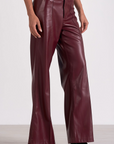 ELAN BURGANDY WIDE LEG FAUX LEATHER PANT