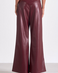 ELAN BURGANDY WIDE LEG FAUX LEATHER PANT