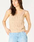 DEEP TAUPE RUFFLED TRIM TANK