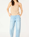 DEEP TAUPE RUFFLED TRIM TANK