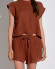 CLAY CAP SLV CROP TOP