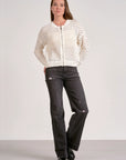 ELAN WHITE ZIP UP CARDIGAN
