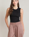 BLACK RIBBED TANK