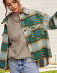 LAMIEL JADE PLAID BUTTON-DOWN JACKET