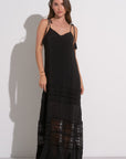 BLACK CROCHE MAXI DRESS W/SPAG STRAPS