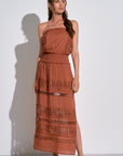 STRAPLESS CLAY CROCHE MAXI DRESS