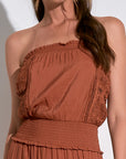 STRAPLESS CLAY CROCHE MAXI DRESS