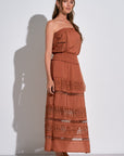STRAPLESS CLAY CROCHE MAXI DRESS