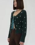 EMERALD GREEN CARDIGAN W/STONE DETAIL