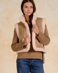 MOCHA VEST W/FAUX FUR DETAIL