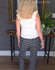 BLACK W/CREAM POLKA DOT KICKFLARE JEANS