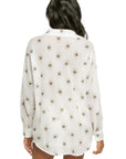 WHITE EVIL EYE BUTTON DOWN SHIRT/COVERUP