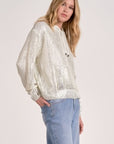 WHITE SWEATER W/ SILVER WAXED DETAIL