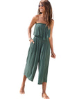 Flowy Strapless Culotte Jumpsuit: Teal