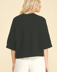 SHORT SLEEVE SWEATER TOP/BLACK