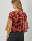 MIX PRINT BURNOUT VELVET TOP