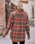 Women’s Caramel Plaid Oversized Flannel Button Down Shirt: Khaki / 100%Polyester / M