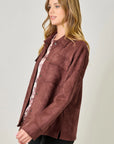 BURGUNDY FAUX SUEDE SHACKET