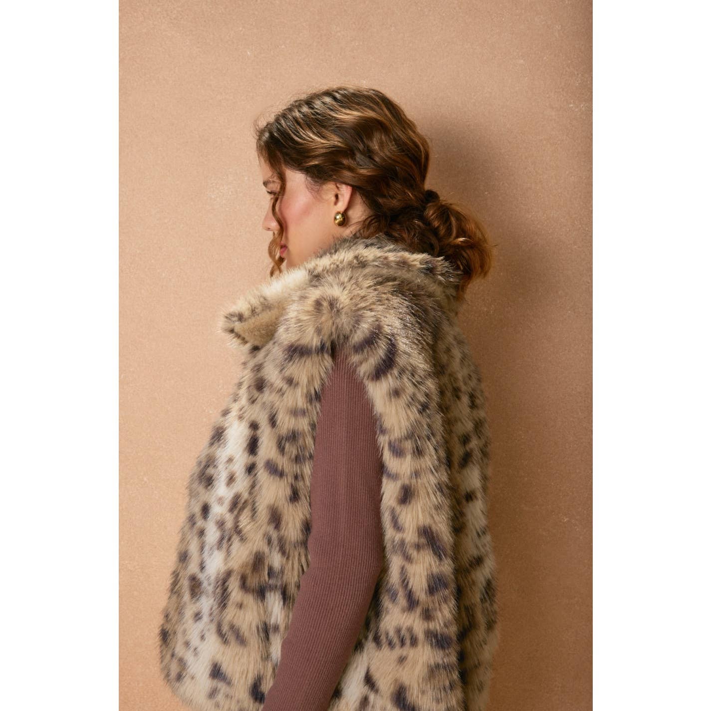 Wanderroot Faux Fur Vest: TAUPE BROWN