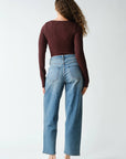 Seamless Ribbed Long Slv Top: COFFEE BEAN