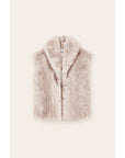 Snow Angel Collared Furry Vest: FRENCH STONE