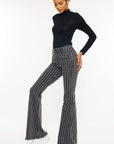 GREY STRIPE PANTS W/FRAYED HEM