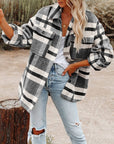 Women's Plaid Button Down Flannel Shirt Jacket – Cozy & Stylish: Light gray / 100%Polyester / L