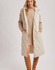 DIAMOND QUIT PUFFER LONG-LINE HOODED VEST: COCO