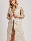 DIAMOND QUIT PUFFER LONG-LINE HOODED VEST: COCO
