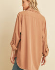 OVERSIZED TERRACOTTA BUTTONUP SHIRT