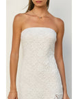 Seafoam Whisper Strapless Ruffled Maxi Dress: IVORY
