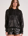 BLACK SWEATER W/BLACK WAXED DETAIL