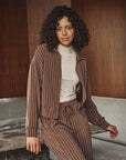 BROWN STRIPE MODAL JACKET