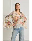 Floral Bell Sleeve Ruffled Blouse: SOFT FLORAL / S-M-L(2-2-2)