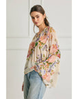 Floral Bell Sleeve Ruffled Blouse: SOFT FLORAL / S-M-L(2-2-2)
