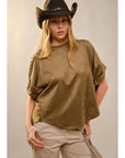 Oversized Olive suede-look tee with side studs