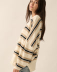 CREAM STRIPE SWEATER (OVERSIZED)
