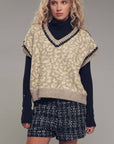 Leopard Crochet Knit Vest: LEOPARD / SM-ML/3-3