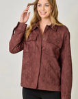 BURGUNDY FAUX SUEDE SHACKET