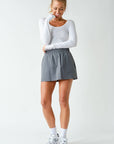Slim Fit Scoop Neck Ribbed Long Slv/WHITE