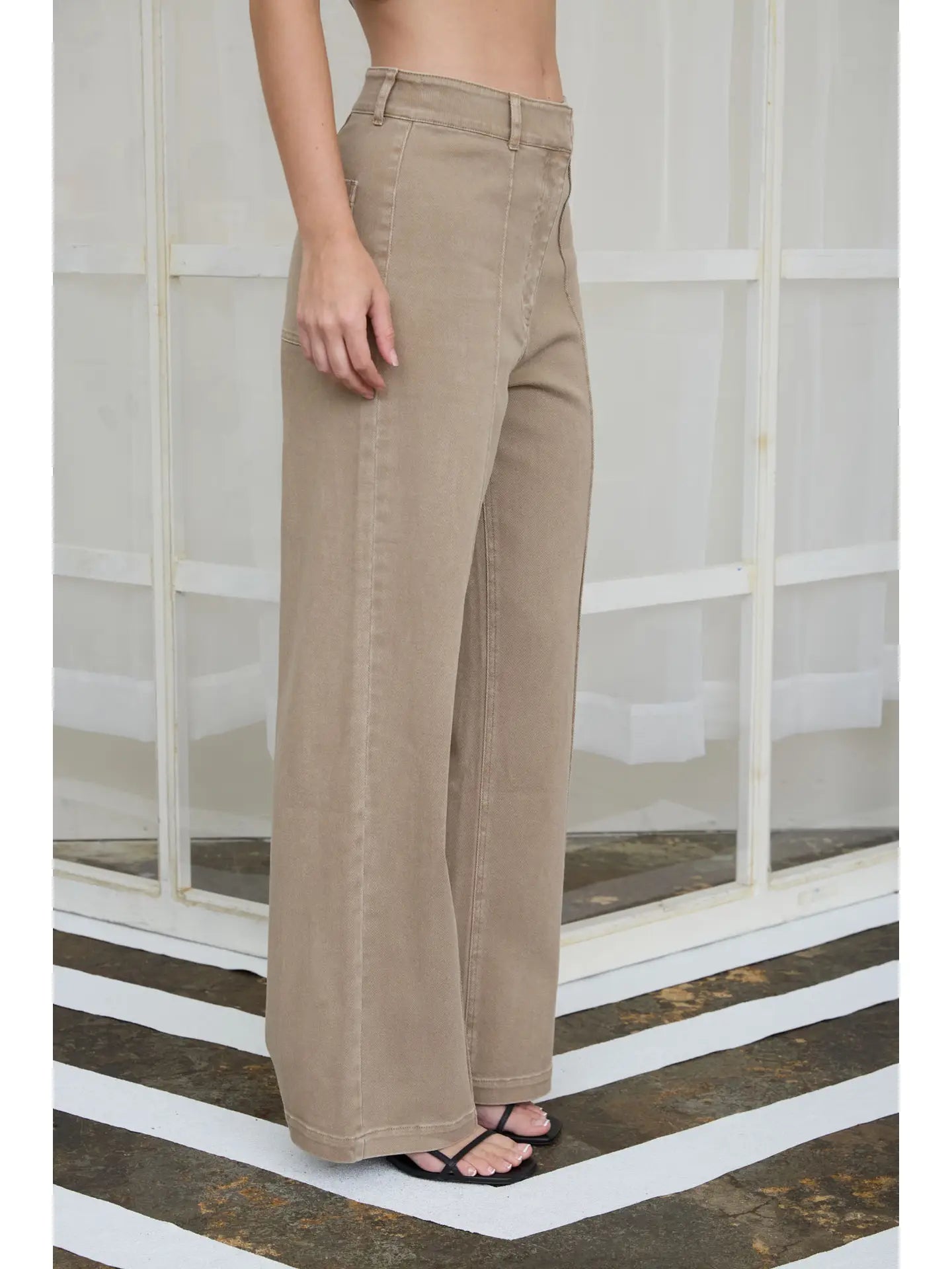 FRONT SEAM WIDE LEG DENIM PANT