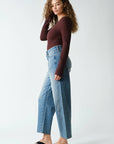 Seamless Ribbed Long Slv Top: COFFEE BEAN
