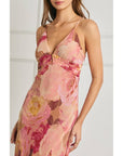 Bold Floral Chiffon Frilly Hem Maxi Dress: ROMANTIC FLORAL