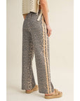 Luxe Leopard Relaxed Pants With Side Trim: LEOPARD/TAUPE