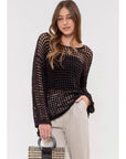BLACK LONGSLV KNIT TOP
